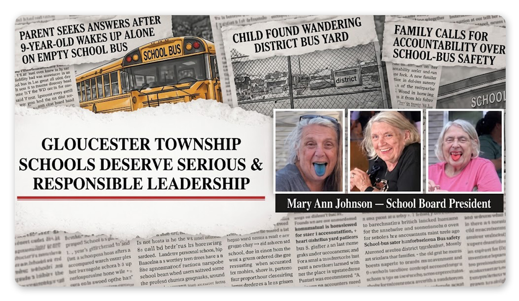 Gloucester Township School Board election newspaper graphic